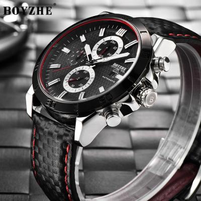 China Auto Skeleton Date BOYZHE Logo Men Wristwatches Sport Tourbillon Custom Made For Men Watch reloj de hombre for sale