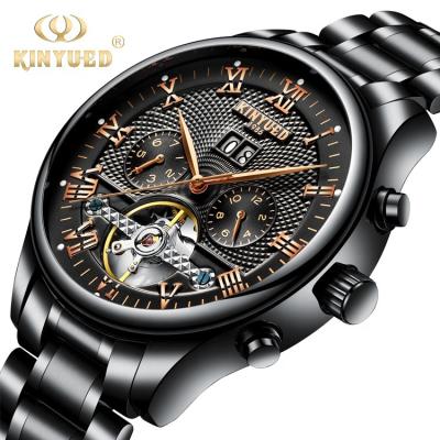 China Day/Date Fashion Stainless Steel Tourbillon Movement Men's Watch KINYUED Waterproof Automatic Mechanical Watches for sale