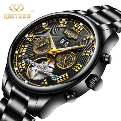 China KINYUED Automatic Full Date Stainless Steel Watch 3ATM Life Water Resistant Luminous Hand Watch For Male for sale