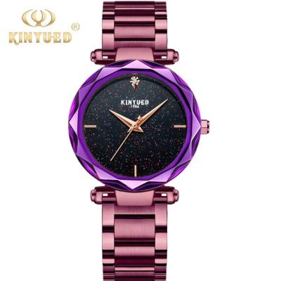 China High quality automatic date KINYUED 1986 quartz movement watches fashion starry sky stainless steel ladies watch. for sale