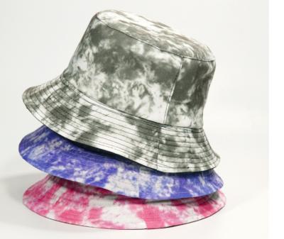 China COMMON Custom Design Baseball Cap Colorful Rainbow Tie Dye Embroidery Logo Printing Logo Bucket Hat Reverse Tie Bucket Hat for sale