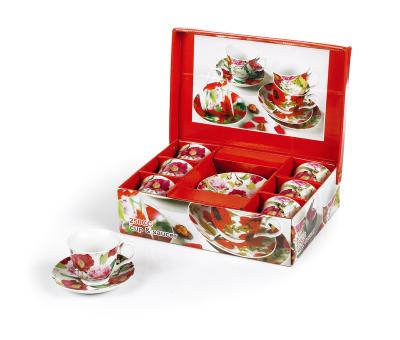 China Simple Flower Cappuccino Tea Cup And Saucer Ceramic Coffee Cup With Saucer Set for sale