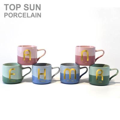 China Morden Luxury Hot Sale New Bone China Two Color Soft Touch Eco-friendly Glazed Ceramic Mug for sale