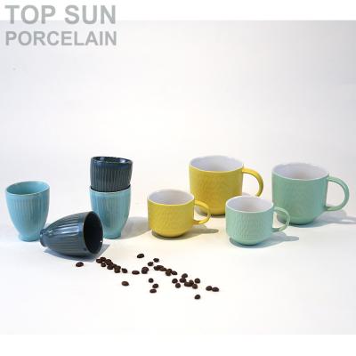 China Morden Outdoor Cup Luxury Embossed Nordic Colorful Glazed Ceramic Coffee Mug for sale