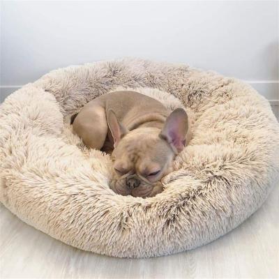 China Cat House Plush Round Pet Kennel Dog Bed Winter Mat Dog Mat Pet Products Warm Heating Pet Bed for sale