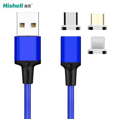 China Multiple Colors 3A Multi Colors Hishell 360 Magnet Data Cable Micro USB Rotating Fast Charging Magnetic Charging Cable For Mobile Phone for sale