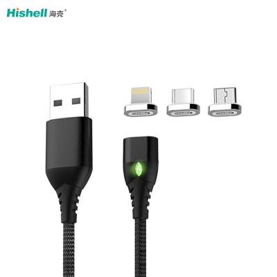 China Multiple Colors Wholesale 3A High Speed ​​Charging Magnetic USB Cable LED Indicator Light For Iphone, Micro, Type C for sale