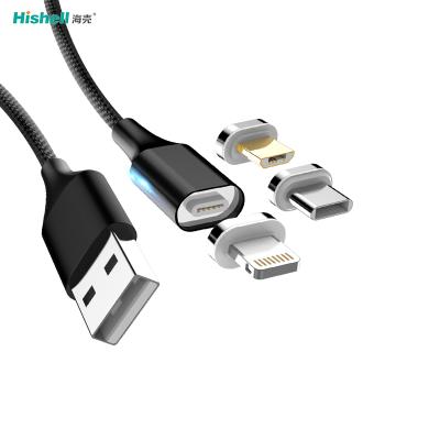 China Multiple Colors 1m/3.3ft USB Fast Charging Magnetic Micro USB Cable With LED Indicator Compatible With Android Device for sale