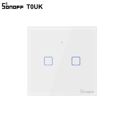 China Wifi SONOFF T0 UK 2C work with ewelink Auxiliary UK touch band Amazon Alexa Google Standard 2 life wifi smart switch for sale