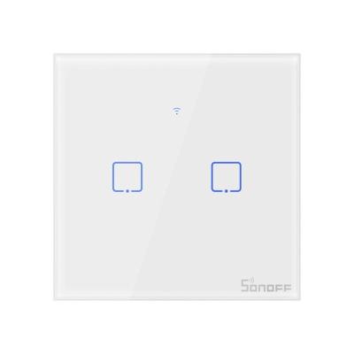 China T1 UK 2C Standard Wall Touch Switch 2 Strip Glass Panel Lamp Switch UK eWelink APP Smart Wifi RF 433Mhz Smart Home Appliances SONOFF for sale