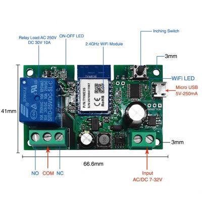 China Tuya Basic WIFI 1 Channel Inching Relay Self-lock Switch Module, DIY Door Garage Controller Work With Alexa Google Assistant 9.4*8.1*5CM for sale