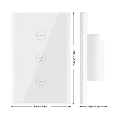 China US Standard Voice Control 220v Wifi Mirror Touch Glass Dimmer Waterproof Smart Wall Light Switch For Led Lights With Tuya App TY111 for sale