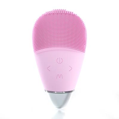 China Mini electric ultrasonic exfoliating facial cleansing brush rechargeable and waterproof with silicon material for sale