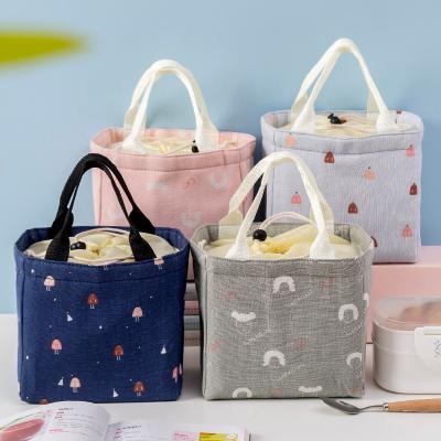 China Waterproof Quality Assured Square Thermal Bento Box Lunch Bag Drink / Food Drawstring Lunch Bag For School Kids for sale