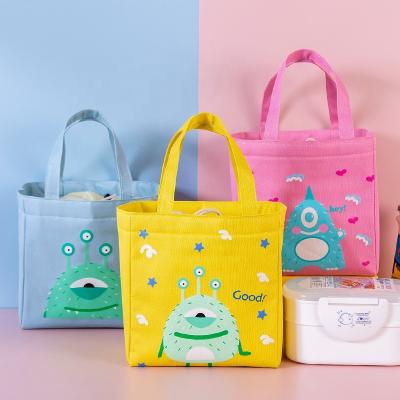 China Waterproof Oxford Colorful Drawstring Lunch Bag Food Picnic Cooler Bags Custom Logo Insulated Kids Lunch Packaging for sale