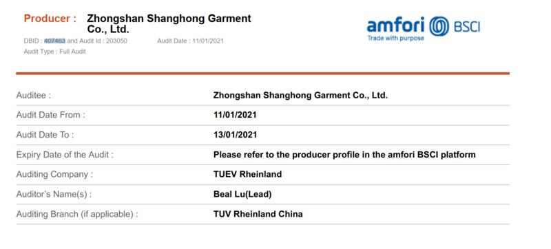 BSCI - Zhongshan Shangyuan Garment Co., Ltd.