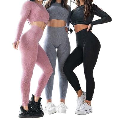 China Women Yoga Suit Breathable Sports Wear Ladies Stretchy Running Training Gym Fitness Sets 5 Piece High Waisted Leggings Seamless Yoga Set for sale