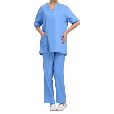 China China Factory Price Hospital Uniform Woven Nurse Suit Short Sleeve Hospital Uniforms Medical Nurses Scrubs Set for sale