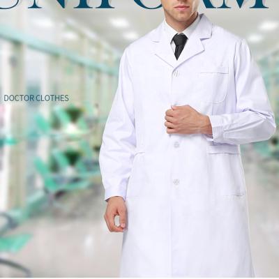 China Unisex Hospital Cotton Polyester Hospital Uniforms Medical Science Doctors Nurse Wear White Lab Coat for sale