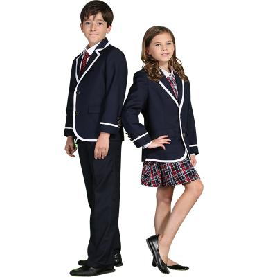 China High Quality School Uniforms Englan Style Navy Boys Jackets Coats Japanese Girls School Uniforms Blazer for sale