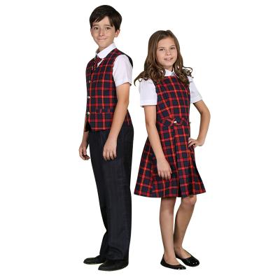 China School Uniforms Boys Educate Plaid Vest School Uniform High Plain Dress Set for sale