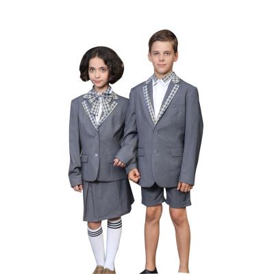 China Anti-pilling newcomer Gray School Blazer Uniform Unisex kids blazer for primary and middle school student wear for sale