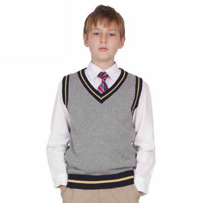 China School Clothes For Student Custom Designs Made School Uniform Boys Vest Pollover Sweater DLSSCHD-48 for sale