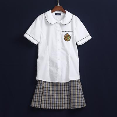 China School Clothes For Student New Style Kindergarten School Uniforms Short Sleeve School Shirts White Skirt for sale