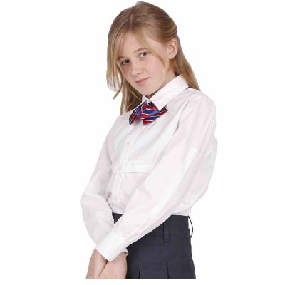 China White School Uniform Shirt Customize Logo Girls Shirt School Uniforms Long Sleeve Primary School Uniforms White Shirts for sale