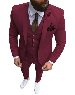 China Anti-Wrinkle Customize Logo Brown 2 Piece Luxury Wool Mens Wedding Suits 3 Piece Suit Tuxedo Fits For Man for sale