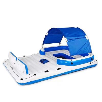 China Custom Floatting Entertainenment Island Recreational Water Floating Inflatable Water Platform With Tent for sale