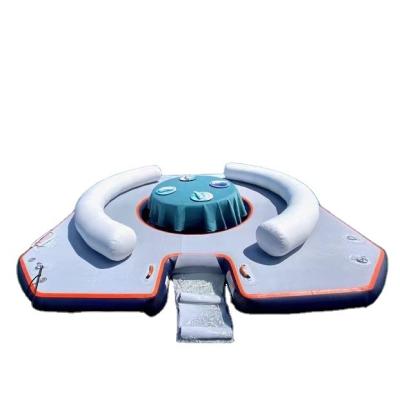 China New Summer Floatting Entertainenment 2023 Water Entertainment Water Leisure Equipment Inflatable Platform Dock Inflatable Floating Island With Tent for sale