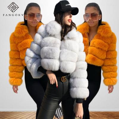 China wholesale Anti-wrinkle winter coat for women short faux fur hooded coat different colors plus size coats for sale