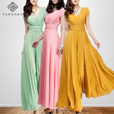 China Anti-Static Summer Style Women Vintage Dress Casual Elegant Maxi Beach Dress Vestido Long Dress Chiffon Sexy Long Dress Dresses New for sale