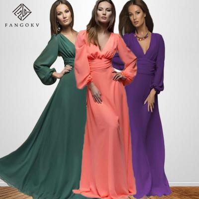 China Anti-Static Summer Women Vintage Dress Casual Elegant Maxi Beach Dress Vestido Long Dress Chiffon Sexy Long Dress Dresses New for sale