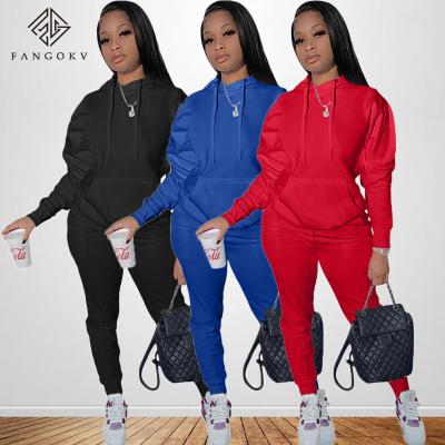 China Viable Hoodies Sport Casual Women Set Two Piece Autumn Winter Tracksuit Solid Sweatshirts +Pants Women Streetwear Sweat Suits for sale