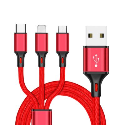 China Camera 2021 new products nylon braid can be fast charging usb customized fast charging data 3 in 1 charging data cable for sale