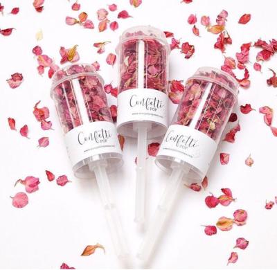 China Real Wedding China New Arrivals Rose Petal Biodegradable Confetti Wedding Push Pop Confetti Dry Cannon for sale