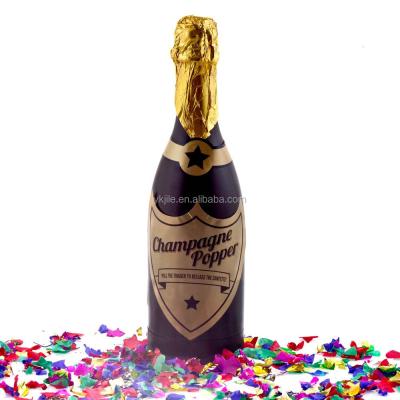 China Champagne Confetti Bottle with colored metallic foil circle 30cm for sale