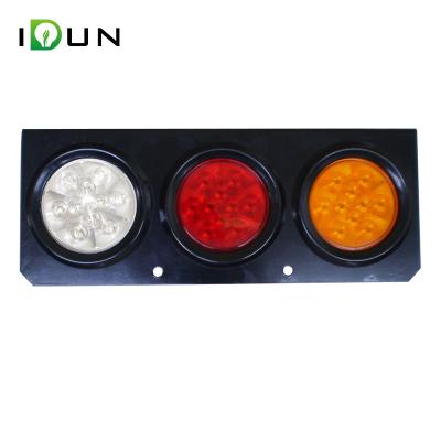 China 12V PC lens 4 inch around 30 piranha LED stop turn tail combination lights with 3 holes iron base for Truck Van Lorry trailer for sale