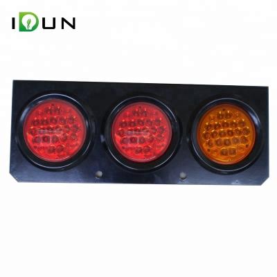 China 72 PC Lens piranha LED 4 Inch Round Trailer Van Lorry Stop Turn Tail Combination Truck Lights With 3 Holes Iron Base for sale