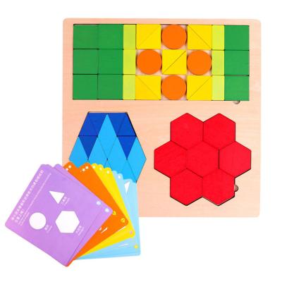 China Eco - Friendly Educational Toys Wooden Board Geometric Jigsaw Tangram Puzzles Toy for sale