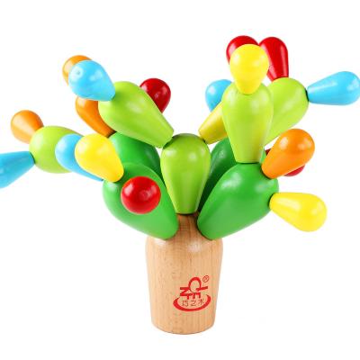 China Eco-friendly Material Children Practical Ability Development Toys Wooden Cactus Blocks Toys for sale