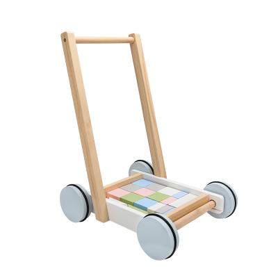 China Eco-friendly Material Wooden Baby Push Rod Toddler Stroller Toy Baby Walker Learning Toys for sale