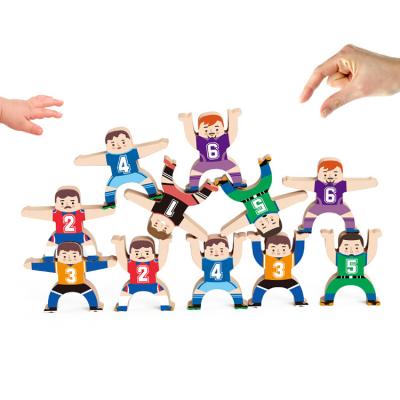 China Eco-friendly Material Kids Balance Games Educational Wooden Cute Character Stracking Game Set Toys for sale