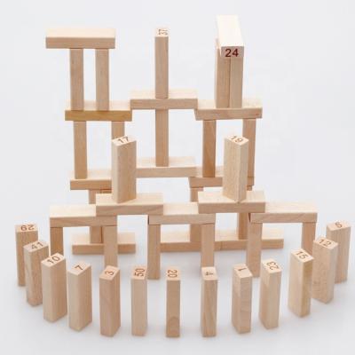 China 2021 eco-friendly material for kids ready to ship original color child toys new beech wood building blocks toy for sale