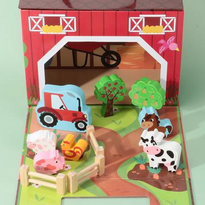 China Early Wooden Montessori Kids Building Blocks Cartoon Shapes DIY TOY Learning Game Creative Wooden Puzzle Set for sale