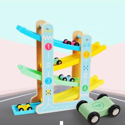 China Eco-friendly Material 2021 New Material Inertia Wooden Kids Glider Toys Race Track Car Toy for sale