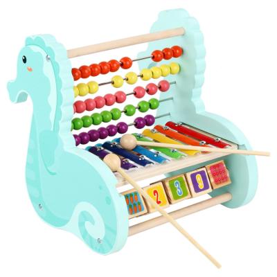 China Eco-friendly Removable Wooden Math Knowledge Beads Musical Instrument Hammer Educational Wooden Toys for sale