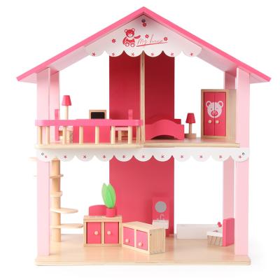 China Girl birthday gift doll house princess simulation house villa eco-friendly material wooden dollhouse for sale